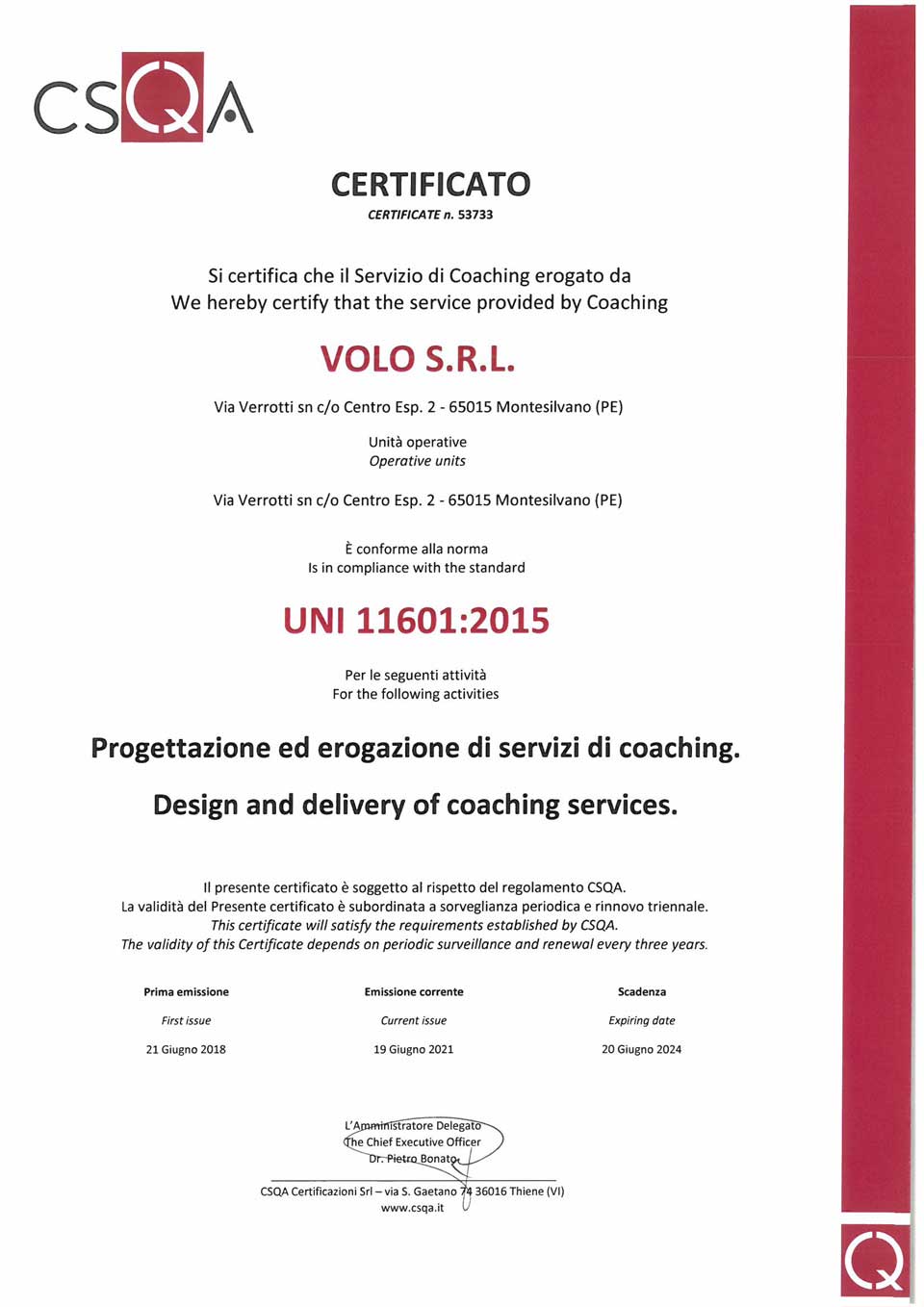 Prometeo Coaching® Servizi di Coaching Certificati UNI 11601